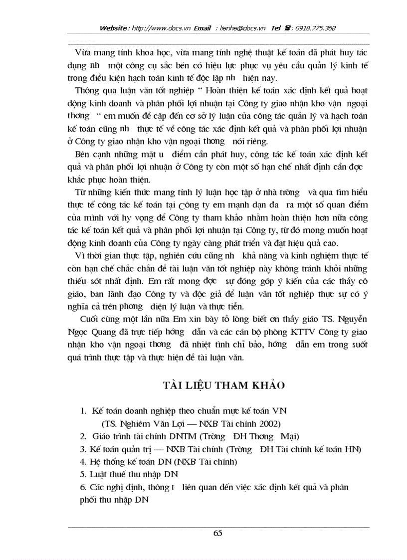 image for page Hoàn thiện kế toán xác định kết quả hoạt động kinh doanh và phân phối lợi nhuận tại Công ty giao nhận kho vận ngoại thương