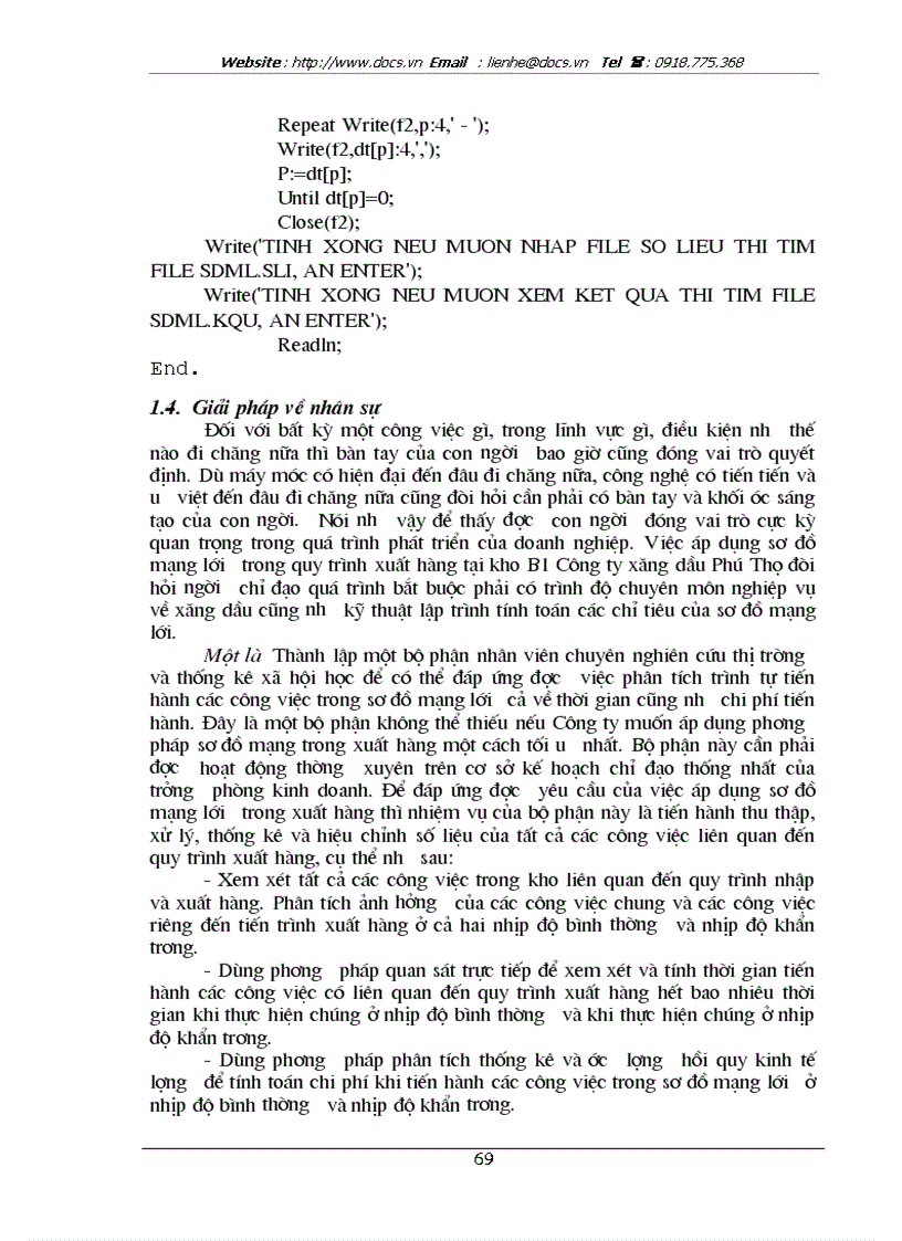 image for page Áp dụng phương pháp sơ đồ mạng lưới trong quy trình xuất hàng tại kho B1 Công ty xăng dầu Phú Thọ