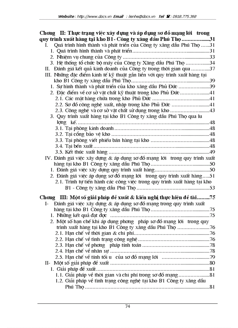 image for page Áp dụng phương pháp sơ đồ mạng lưới trong quy trình xuất hàng tại kho B1 Công ty xăng dầu Phú Thọ