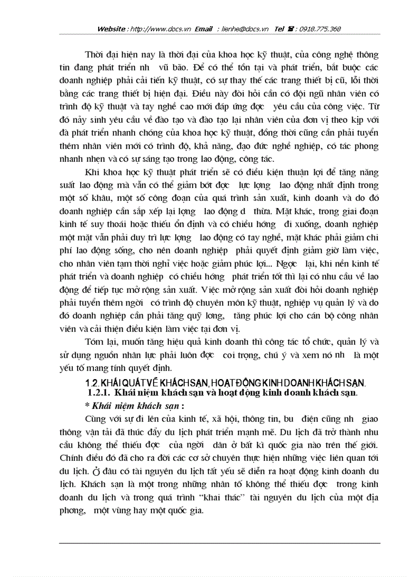 image for page Hoàn thiện công tác tổ chức quản lý và sử dụng nguồn nhân lực tại khách sạn Dân Chủ