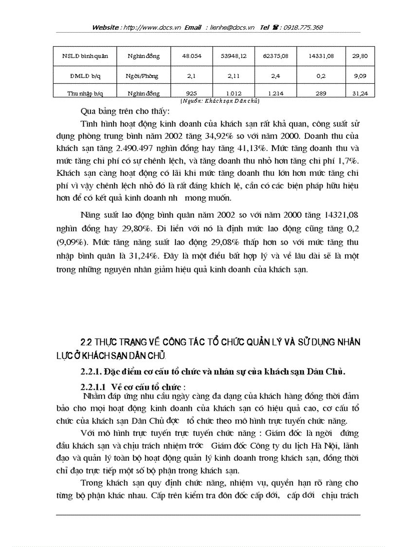 image for page Hoàn thiện công tác tổ chức quản lý và sử dụng nguồn nhân lực tại khách sạn Dân Chủ
