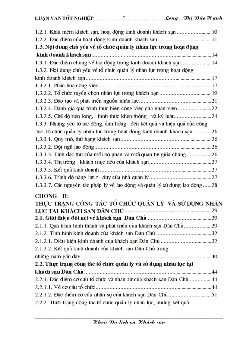 image for page Hoàn thiện công tác tổ chức quản lý và sử dụng nguồn nhân lực tại khách sạn Dân Chủ