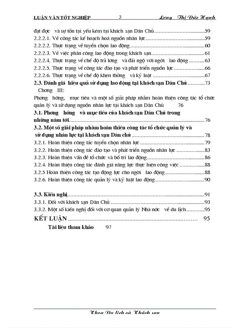 image for page Hoàn thiện công tác tổ chức quản lý và sử dụng nguồn nhân lực tại khách sạn Dân Chủ