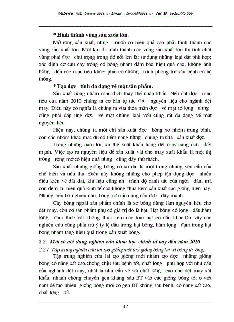 image for page Giải pháp phát triển nguyên liệu bông đáp ứng nhu cầu ngành dệt may Việt Nam đến năm 2010