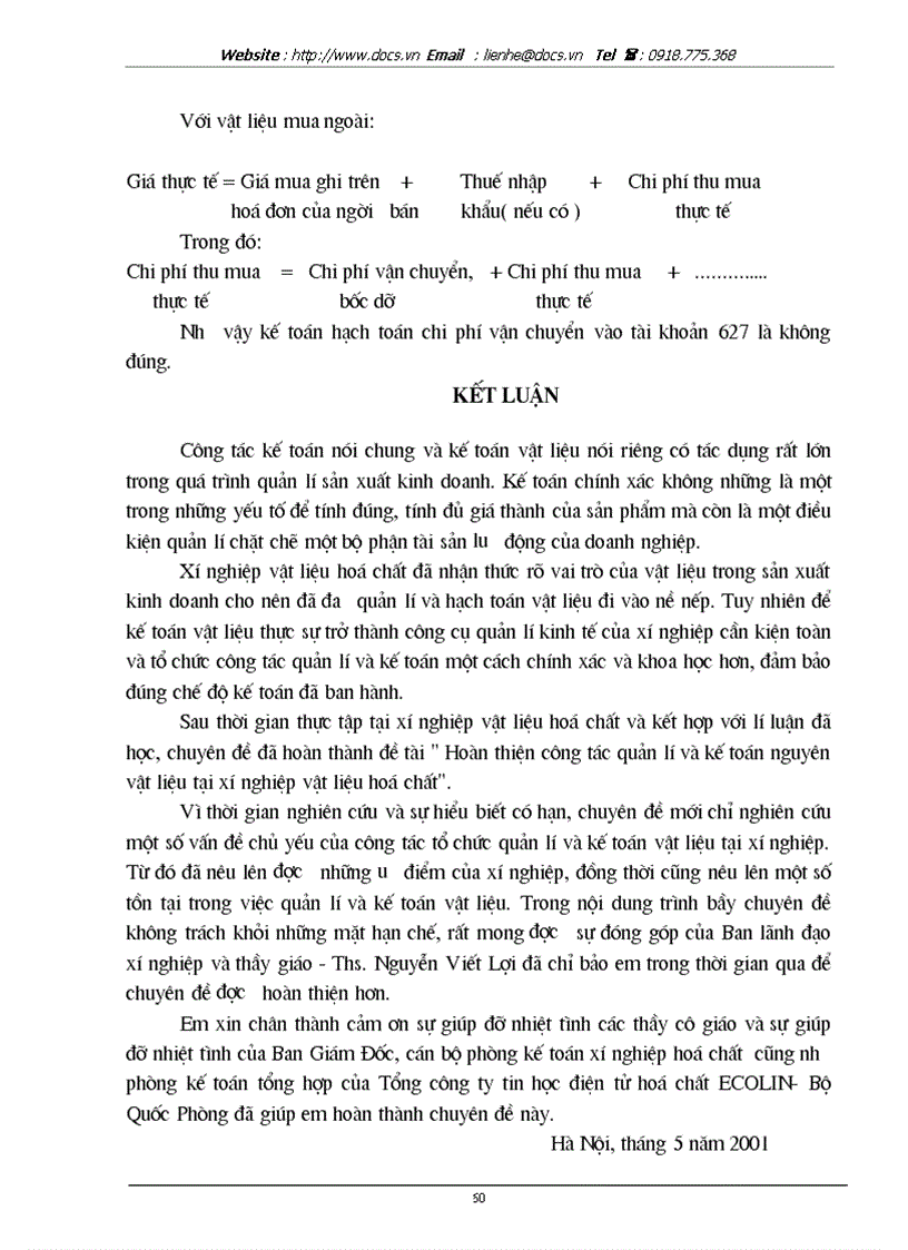 image for page Hoàn thiện công tác kế toán nguyên vật liệu tại xí nghiệp vật liệu Hoá chất