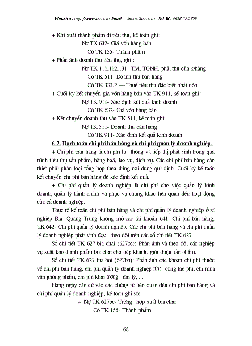 image for page Tổ chức hạch toán thành phẩm và tiêu thụ thành phẩm ở xí nghiệp Bia Quang Trung