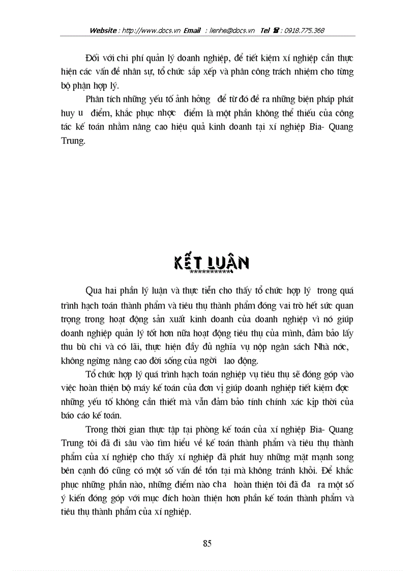 image for page Tổ chức hạch toán thành phẩm và tiêu thụ thành phẩm ở xí nghiệp Bia Quang Trung