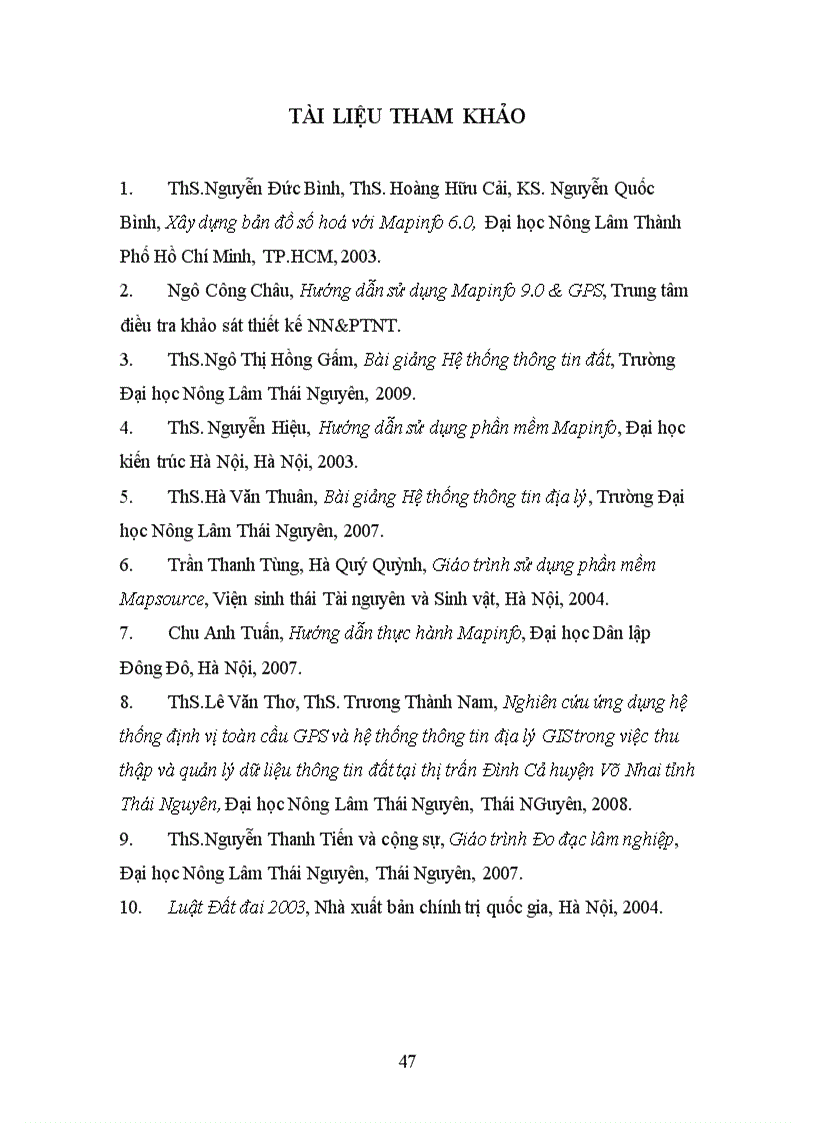 image for page Ứng dụng hệ thống định vị toàn cầu GPS hệ thống thông tin địa lý GIS trong việc theo dõi biến động chỉnh lý thông tin và xây dựng cơ sở dữ liệu