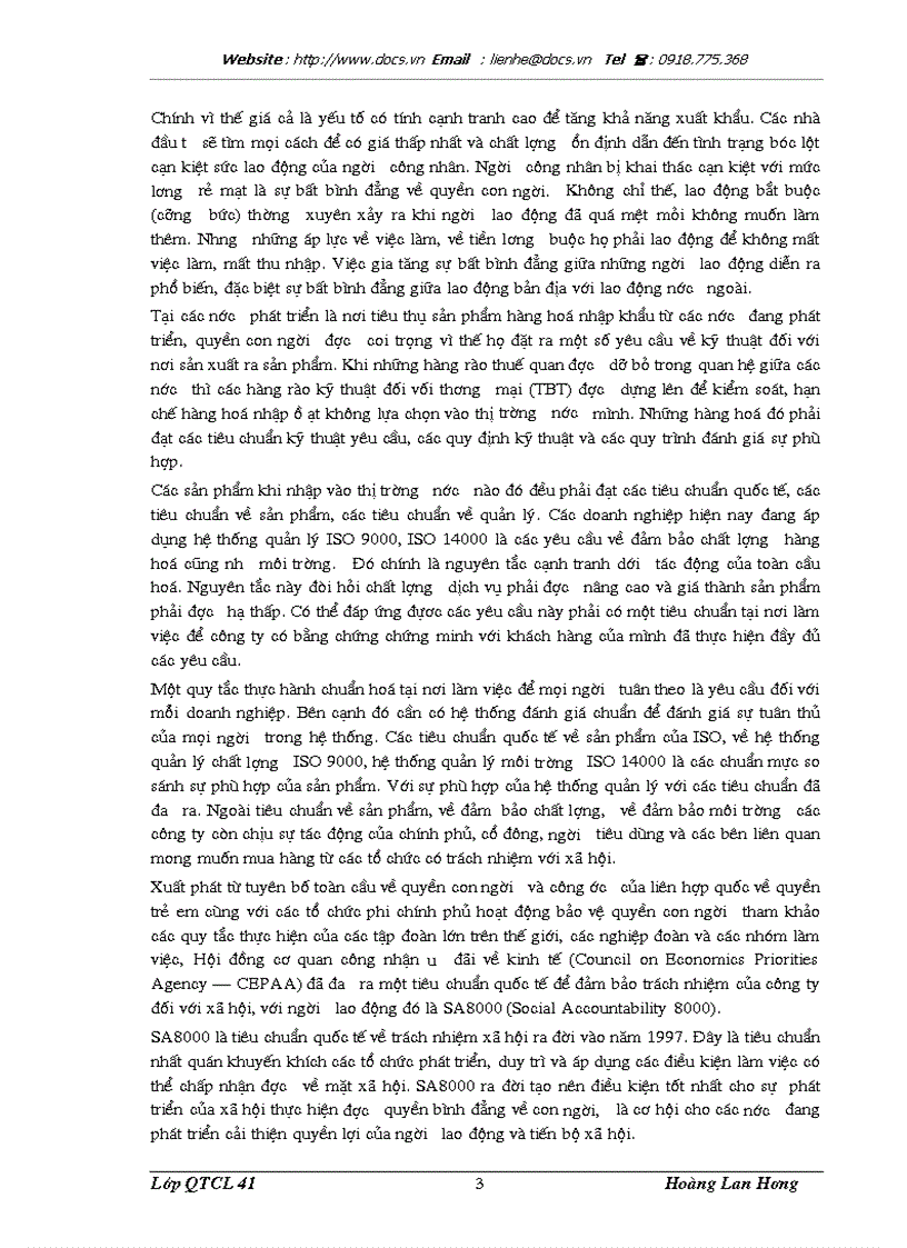 image for page Triển khai xây dựng và áp dụng hệ thống trách nhiệm xã hội SA8000 tại Xí nghiệp May xuất khẩu Thanh Trì