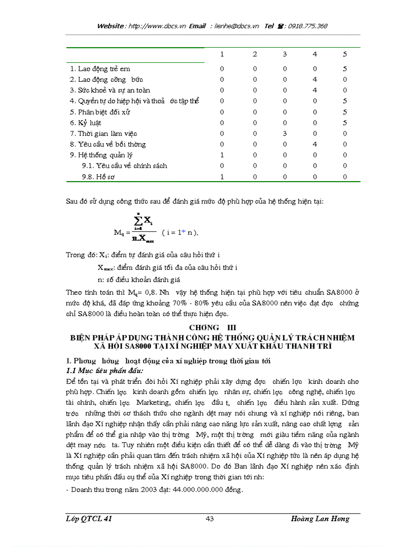 image for page Triển khai xây dựng và áp dụng hệ thống trách nhiệm xã hội SA8000 tại Xí nghiệp May xuất khẩu Thanh Trì