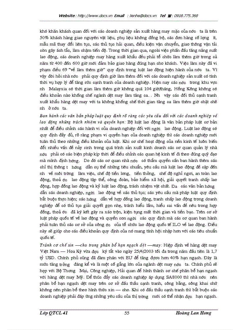 image for page Triển khai xây dựng và áp dụng hệ thống trách nhiệm xã hội SA8000 tại Xí nghiệp May xuất khẩu Thanh Trì