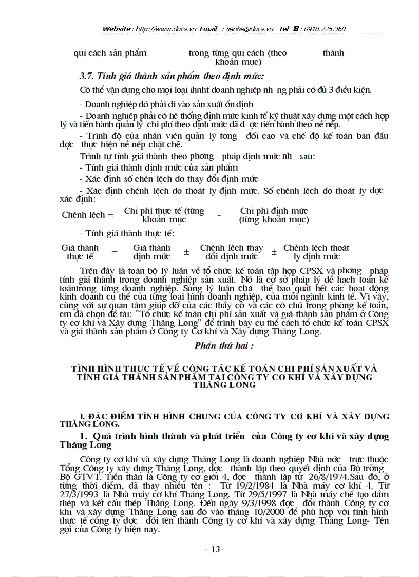 image for page Tổ chức kế toán tập hợp chi phí sản xuất và tính giá thành sản phẩm tại Công ty cơ khí và xây dựng Thăng Long