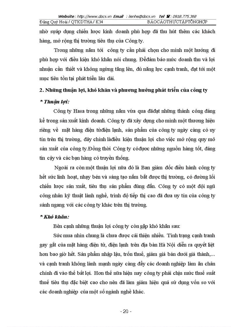 image for page Báo cáo thực tập tổng hợp thực tế tại Công ty TNHH Hasa