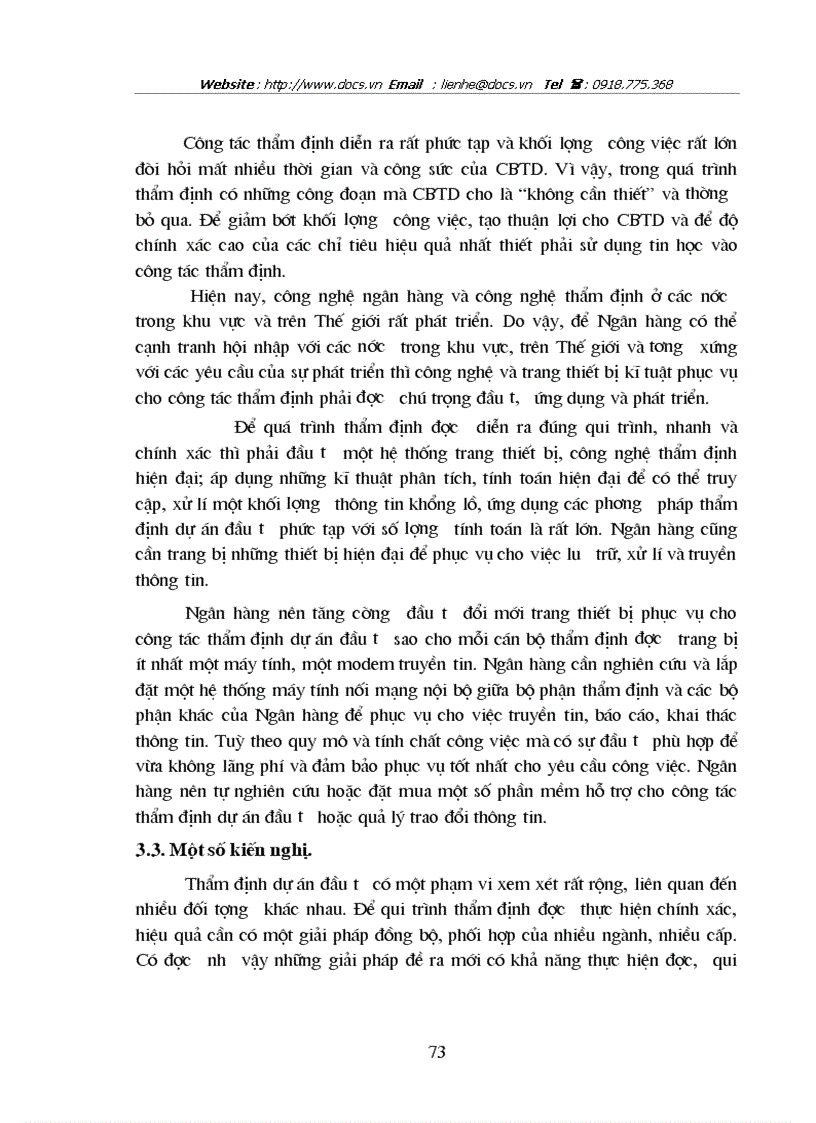 image for page Giải pháp hoàn thiện nghiệp vụ thẩm định dự án đầu tư tại Sở Giao Dịch1 NHĐT PT VN