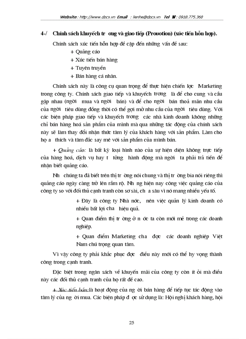 image for page Chiến lược marketing mix cho cạnh tranh nhãn hiệu của công ty bia hà nội