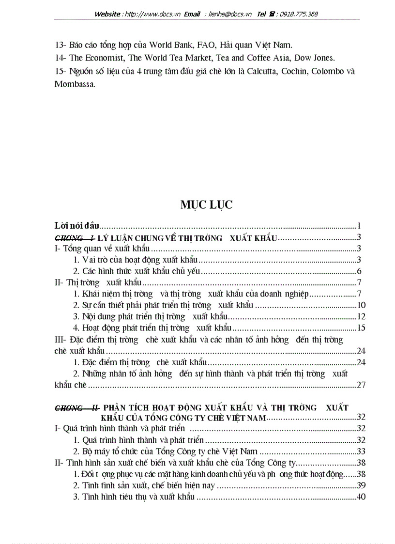image for page Hoạt động xuất khẩu và thị trường xuất khẩu của tổng công ty chè việt nam