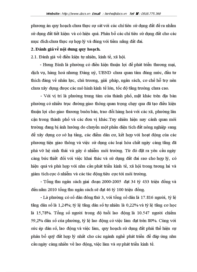 image for page Hoàn thiện công tác quy hoạch sử dụng đất chi tiết đến 2010 và định hướng sử dụng đất đến 2020 của phường Hưng Bình TP Vinh