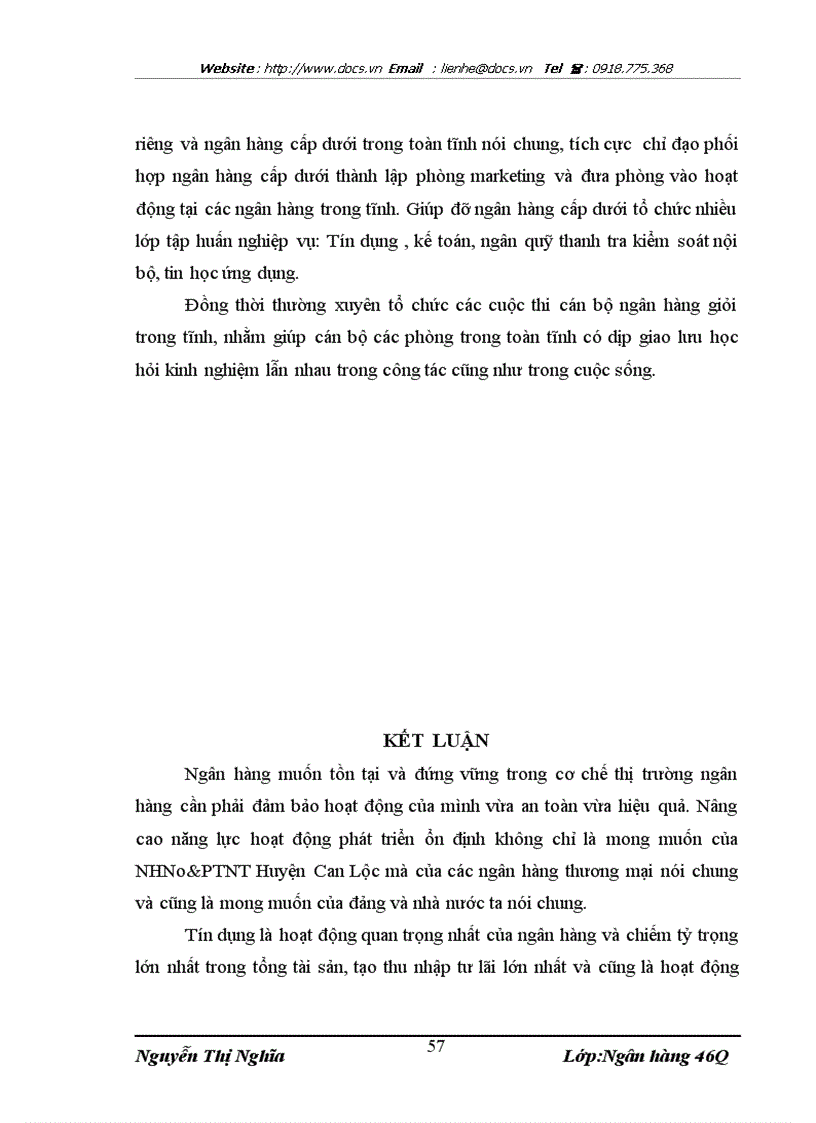image for page Giải phát nâng cao chất lượng tín dụng trung và dài hạn tại ngânhàng NHNo PTNT AgriBank Huyện Can Lộc