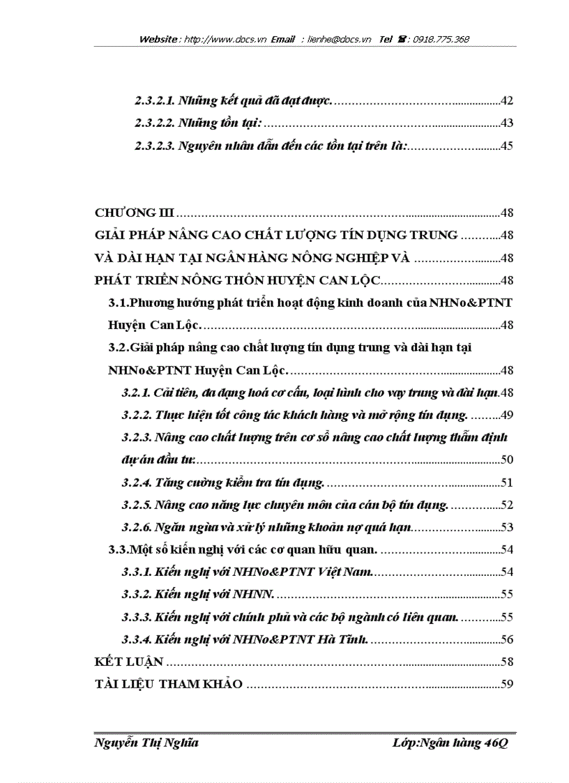 image for page Giải phát nâng cao chất lượng tín dụng trung và dài hạn tại ngânhàng NHNo PTNT AgriBank Huyện Can Lộc
