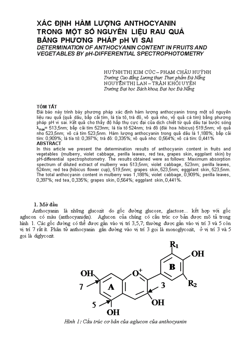 image for page XÁC ĐỊNH HÀM LƯỢNG ANTHOCYANIN TRONG MỘT SỐ NGUYÊN LIỆU RAU QUẢ BẰNG PHƯƠNG PHÁP pH VI SAI