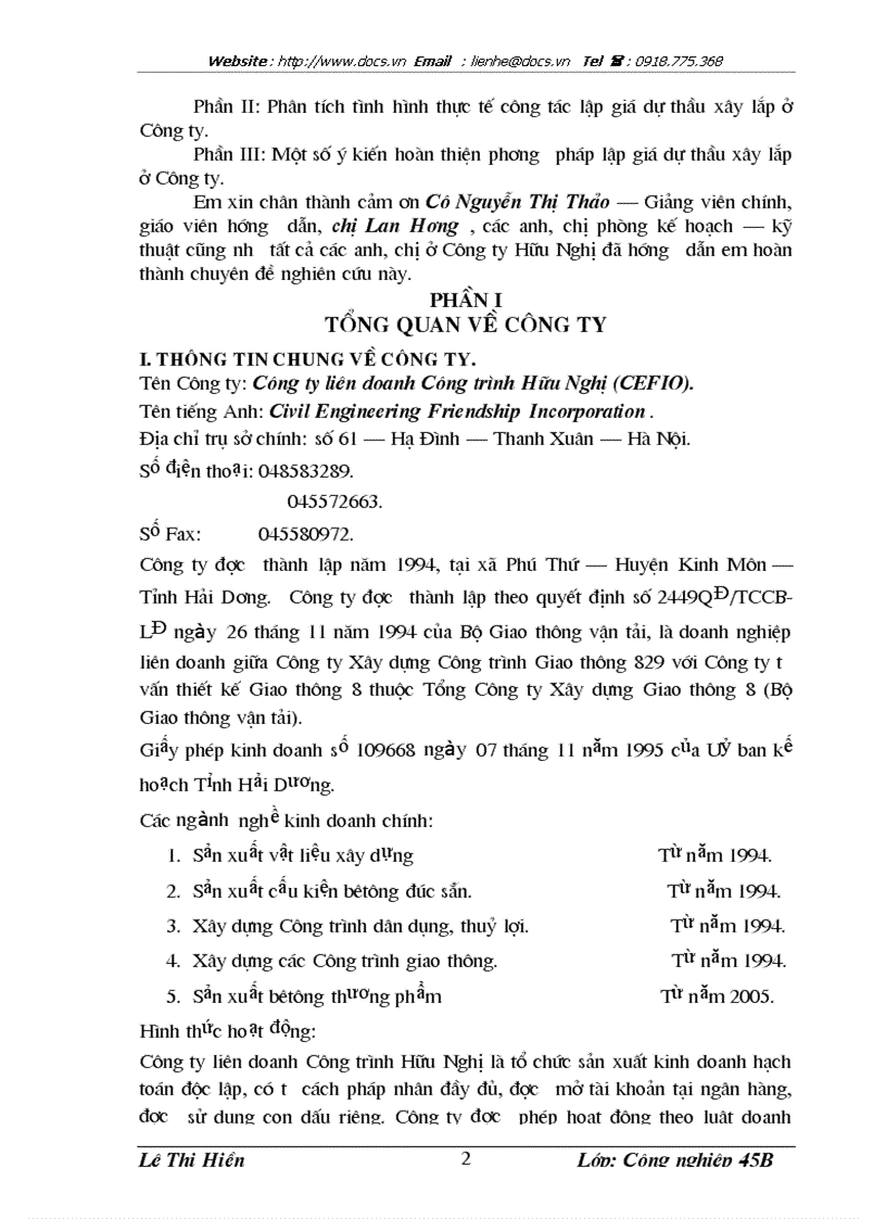 image for page Hoàn thiện công tác lập giá dự thầu xây lắp ở Công ty Liên doanh Công trình Giao thông Hữu Nghị