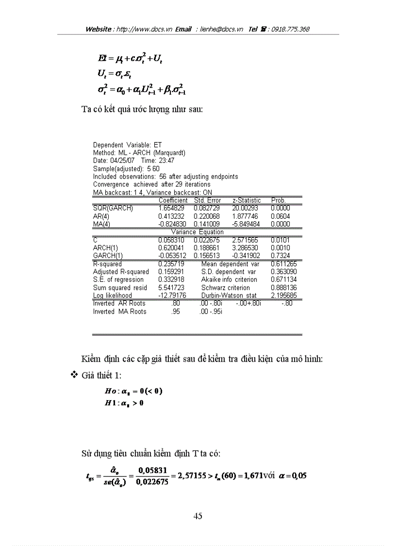 image for page Sử dụng mô hình ARCH GARCH để phân tích và đánh giá rủi ro tín dụng tại ngânhàng NHTMCP Quốc Tế VIB