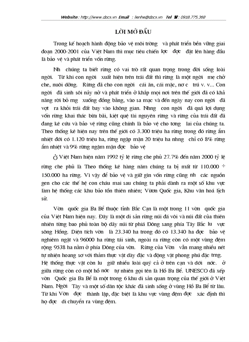 image for page Thực trạng và 1 số ý kiến về phát triển bền vững kinh tế xã hội vùng đệm vườn quốc gia Ba Bể