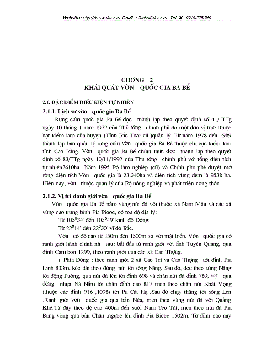 image for page Thực trạng và 1 số ý kiến về phát triển bền vững kinh tế xã hội vùng đệm vườn quốc gia Ba Bể