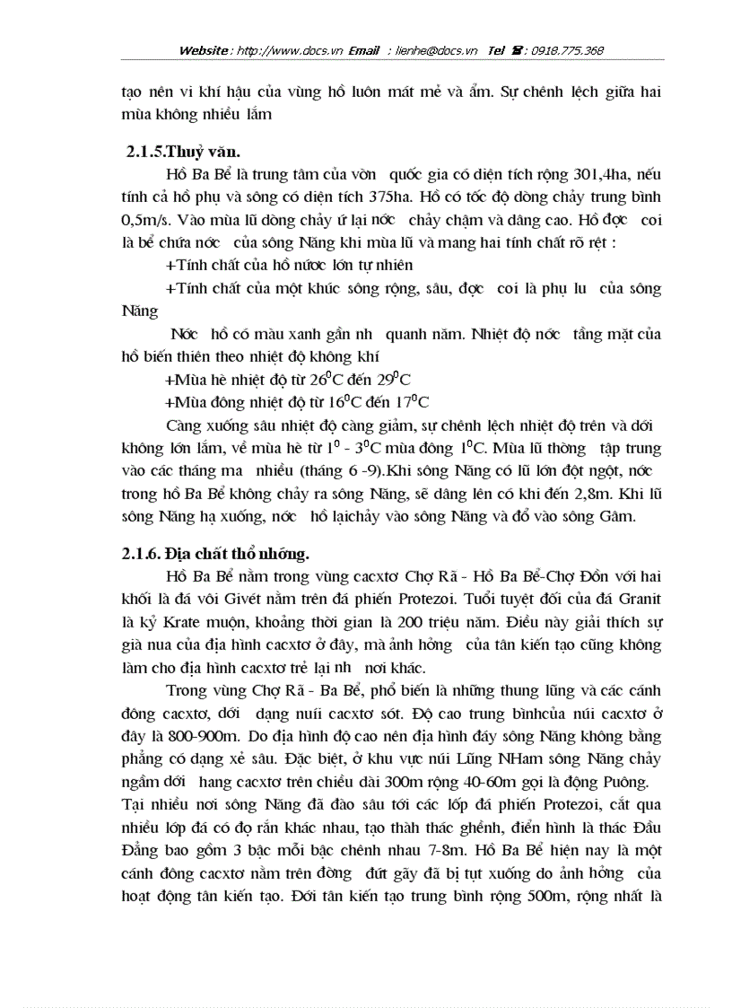 image for page Thực trạng và 1 số ý kiến về phát triển bền vững kinh tế xã hội vùng đệm vườn quốc gia Ba Bể