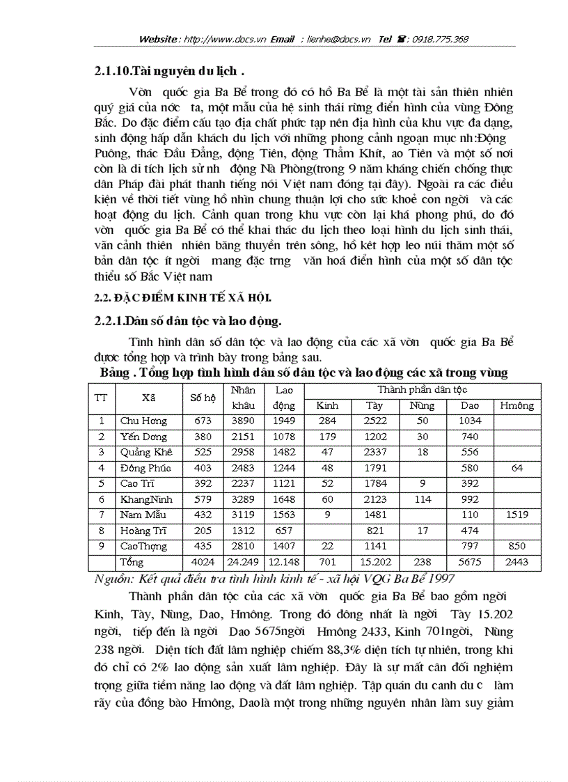 image for page Thực trạng và 1 số ý kiến về phát triển bền vững kinh tế xã hội vùng đệm vườn quốc gia Ba Bể