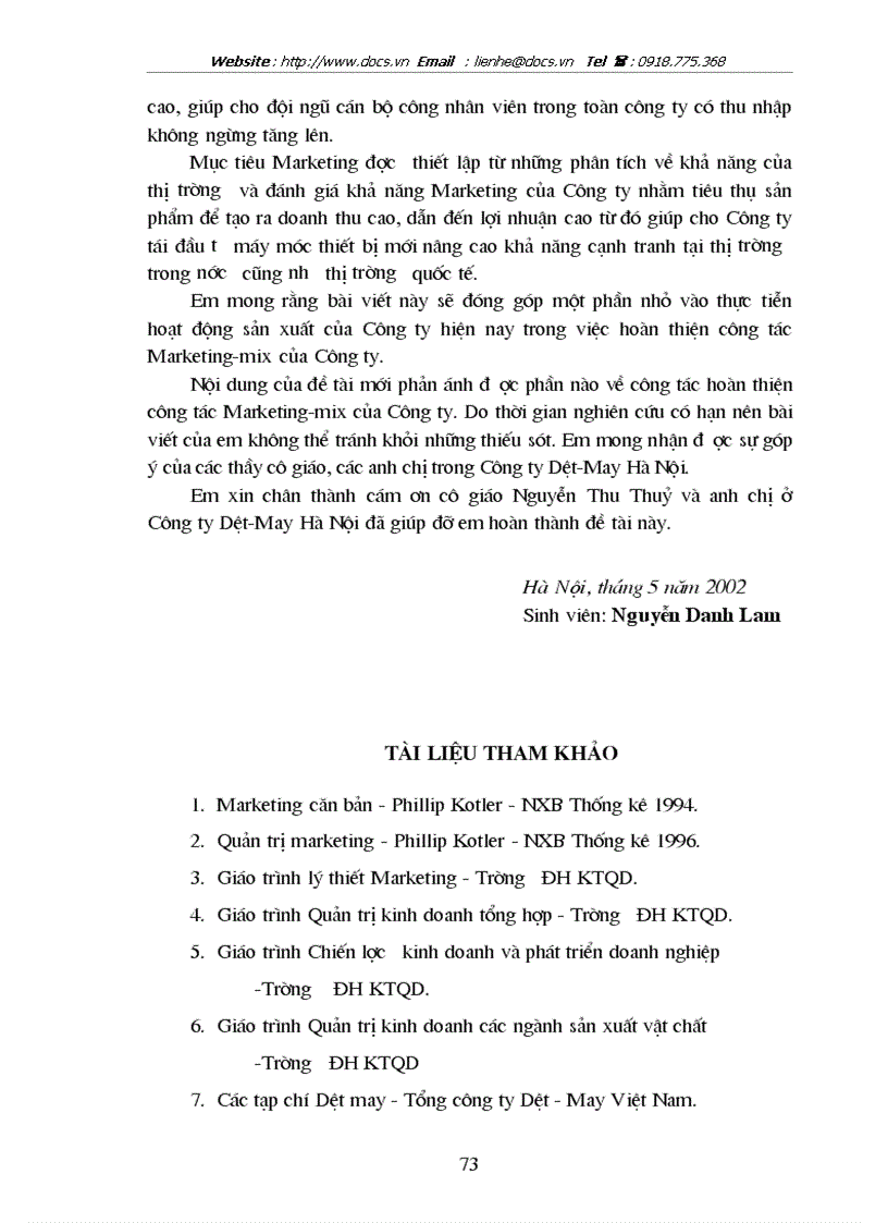 image for page Một số giải pháp nhằm hoàn thiện chính sách Marketing Mix tại công ty dệt may Hà Nội