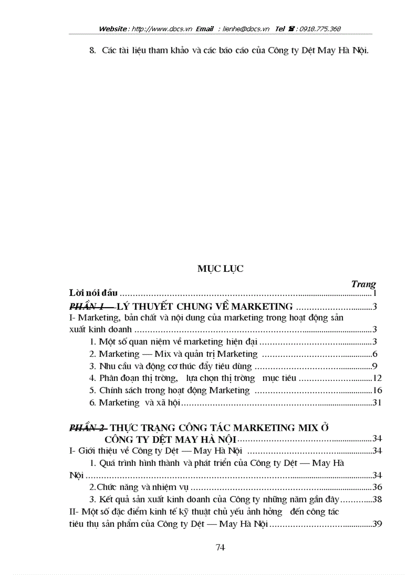 image for page Một số giải pháp nhằm hoàn thiện chính sách Marketing Mix tại công ty dệt may Hà Nội