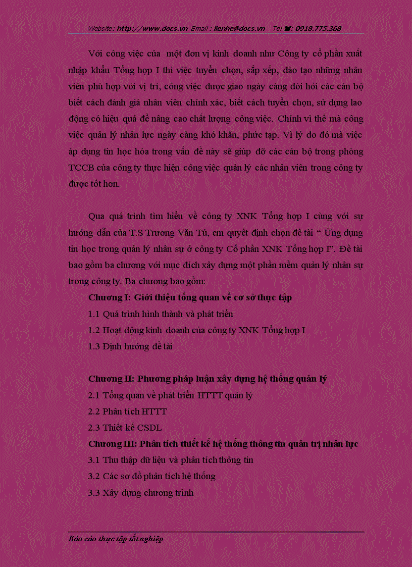 image for page Ứng dụng tin học trong quản lý nhân sự ở công ty Cổ phần XNK Tổng hợp I