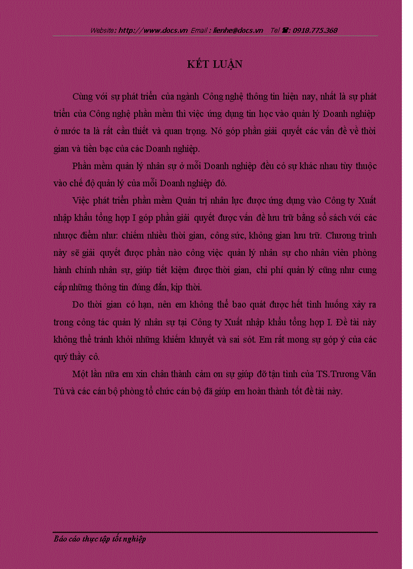 image for page Ứng dụng tin học trong quản lý nhân sự ở công ty Cổ phần XNK Tổng hợp I