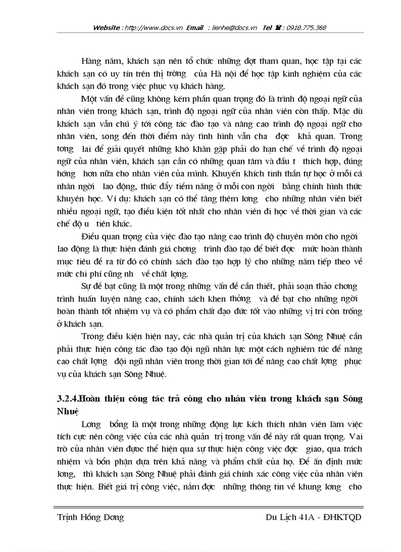 image for page Thực trạng và giải pháp góp phần hoàn thiện hoạt động quản trị nhân lực tại khách sạn Sông Nhuệ