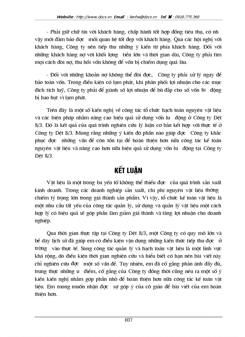 image for page Tổ chức công tác kế toán nguyên vật liệu với việc nâng cao hiệu quả sử dụng vốn lưu động ở Công ty Dệt 8 3