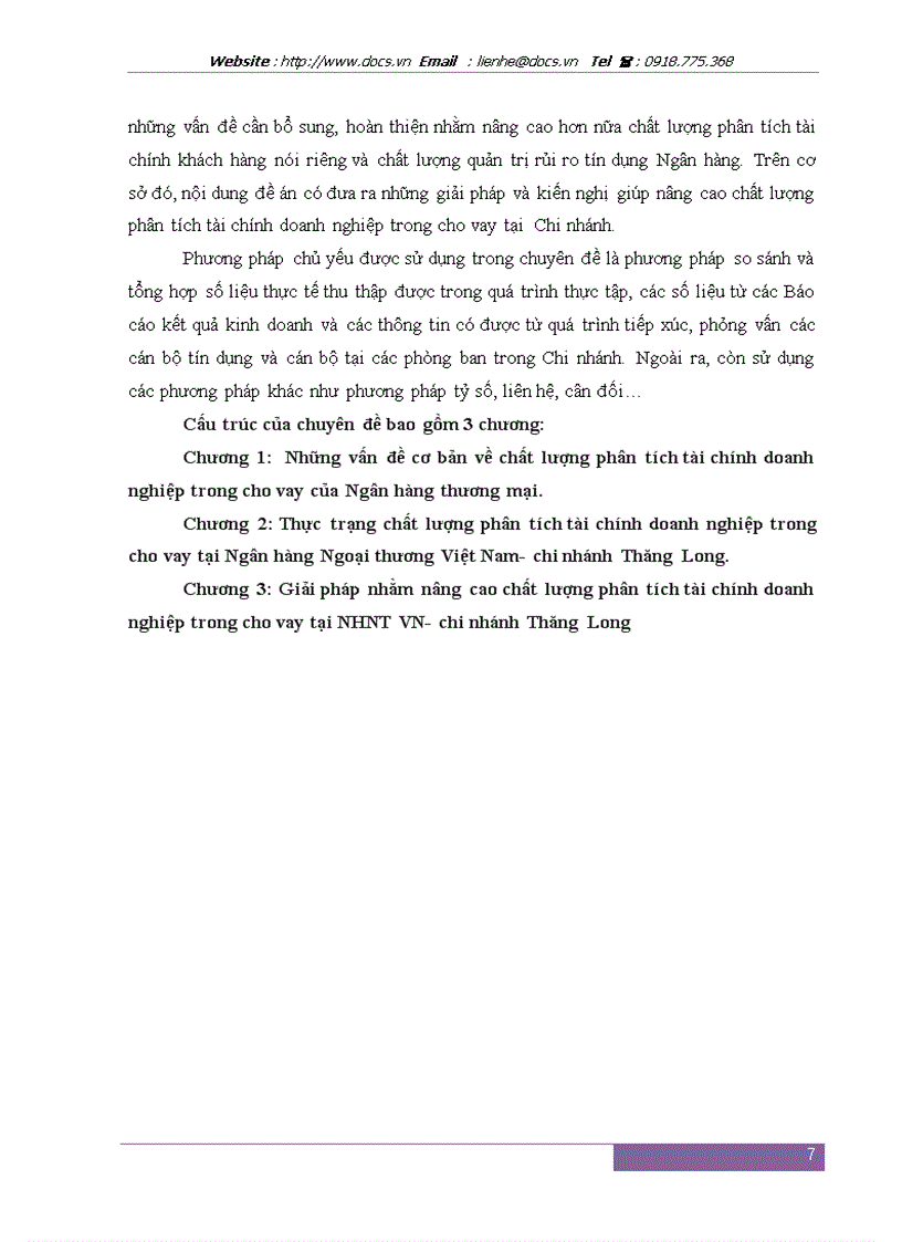image for page Nâng cao chất lượng phân tích tài chính doanh nghiệp trong cho vay tại Ngân hàng Ngoại Thương Việt Nam chi nhánh Thăng Long