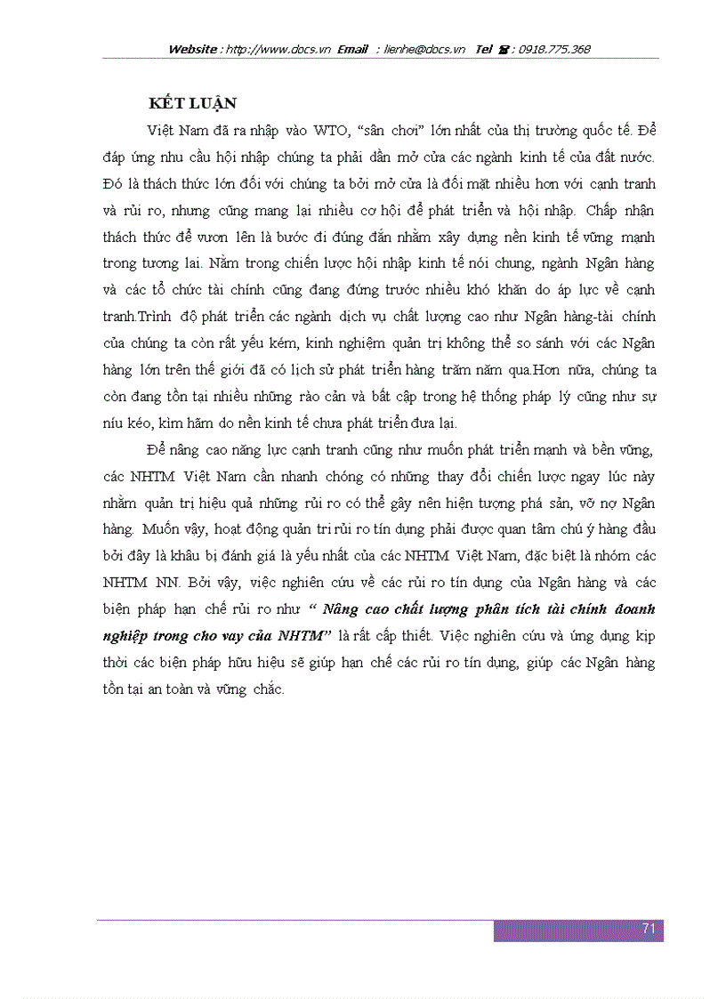 image for page Nâng cao chất lượng phân tích tài chính doanh nghiệp trong cho vay tại Ngân hàng Ngoại Thương Việt Nam chi nhánh Thăng Long