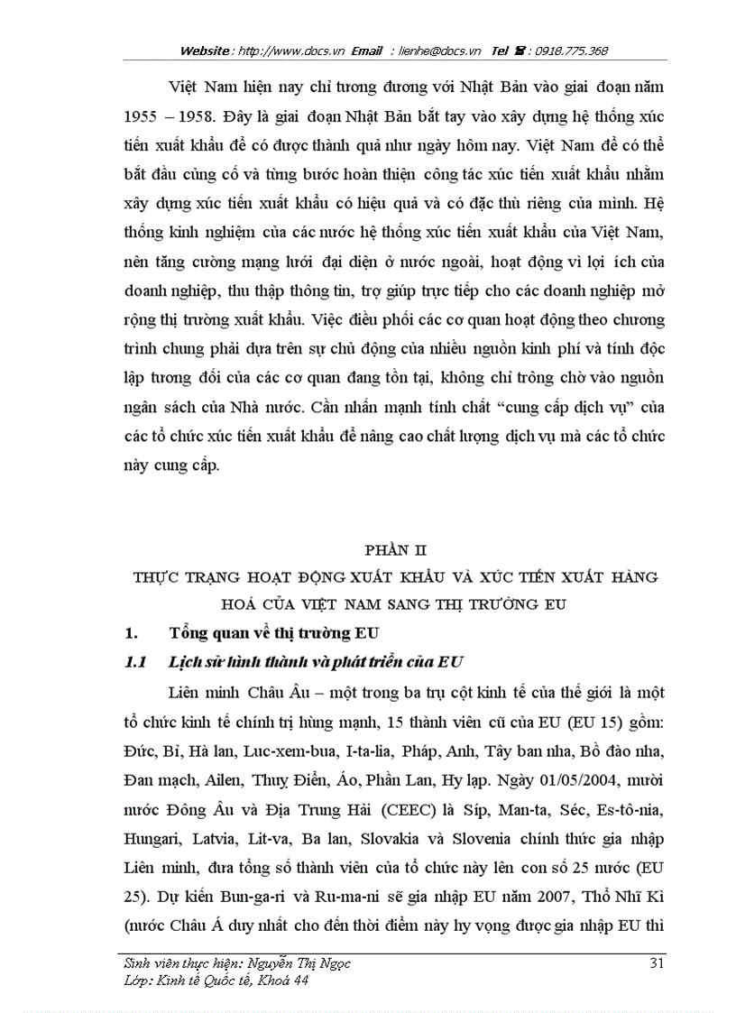 image for page Hoạt động xúc tiến xuất khẩu hàng hoá của Việt Nam sang thị trường EU