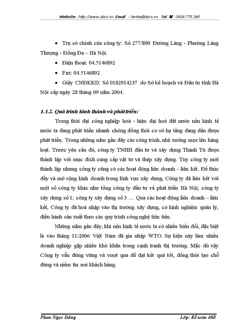 image for page Tổ chức công tác kế toán doanh thu chi phí và xác định kết quả kinh doanh tại công ty tnhh đầu tư và xây dựng thành tú