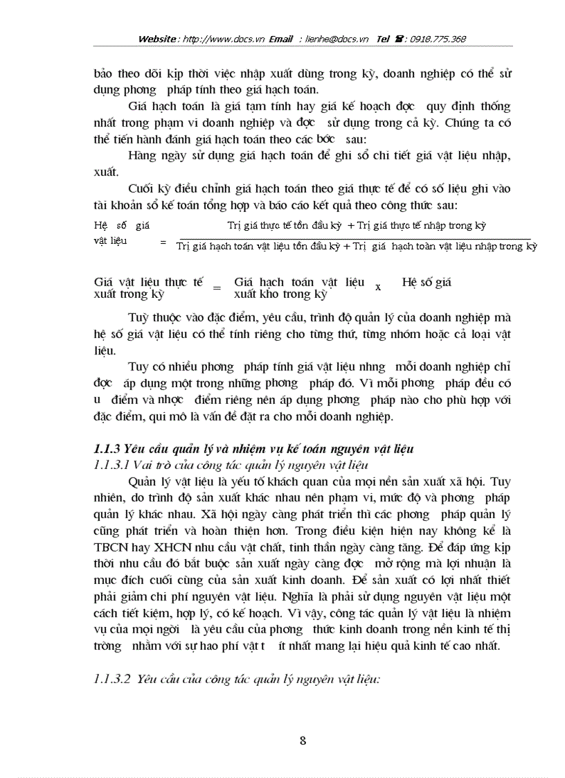 image for page Kế toán nguyên vật liệu tại Công ty Dệt May Hà Nội