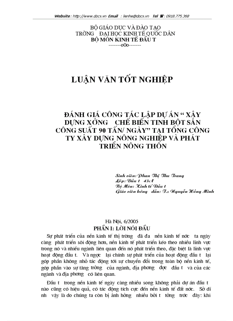image for page Đánh giá công tác lập dự án xây dựng xưởng chế biến tinh bột sắn công suất 90 tấn ngày tại tổng công ty xây dựng nông nghiệp và ptnt