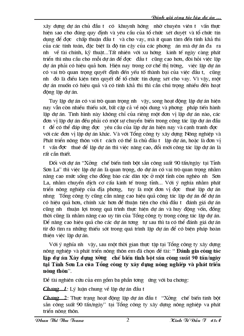 image for page Đánh giá công tác lập dự án xây dựng xưởng chế biến tinh bột sắn công suất 90 tấn ngày tại tổng công ty xây dựng nông nghiệp và ptnt