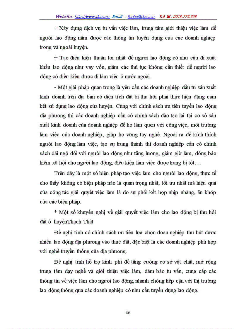 image for page Giải quyết việc làm cho lao động bị thu hồi đất Nông nghiệp ở huyện Thạch Thất tỉnh Hà Tây