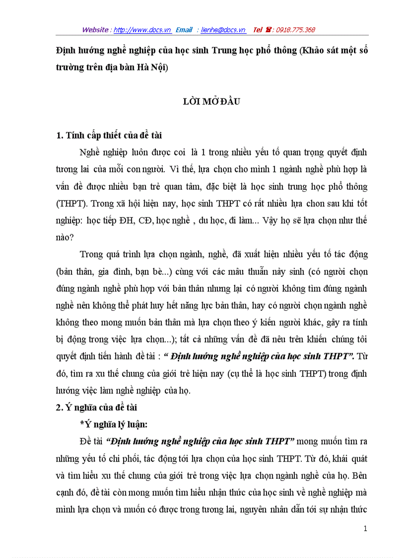 image for page Định hướng nghề nghiệp của học sinh Trung học phổ thông Khảo sát một số trường trên địa bàn Hà Nội