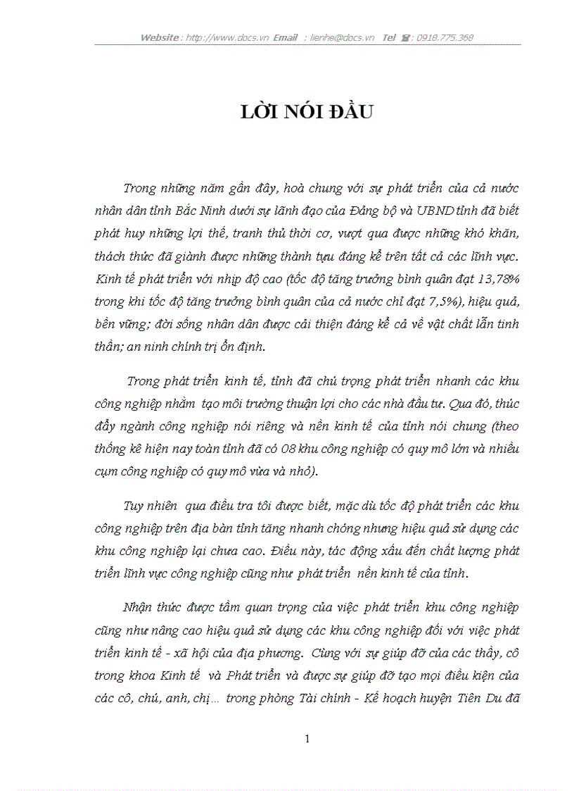 Hiệu quả thực trạng và giải pháp trong việc sử dụng các khu công nghiệp ở Bắc Ninh