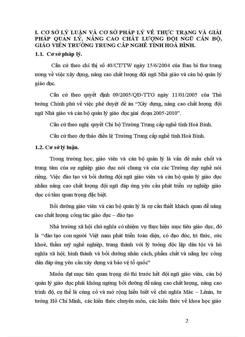 image for page Thực trạng và giải pháp quản lý nâng cao chất lượng đội ngũ cán bộ giáo viên Trường Trung cấp nghề tỉnh Hoà Bình trong thời kỳ đẩy mạnh Công nghiệp