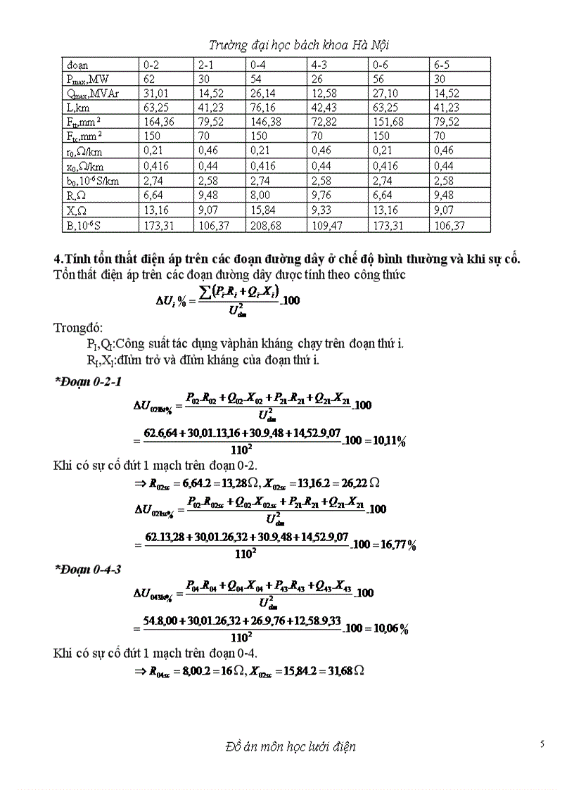 Đồ án môn học lưới điện