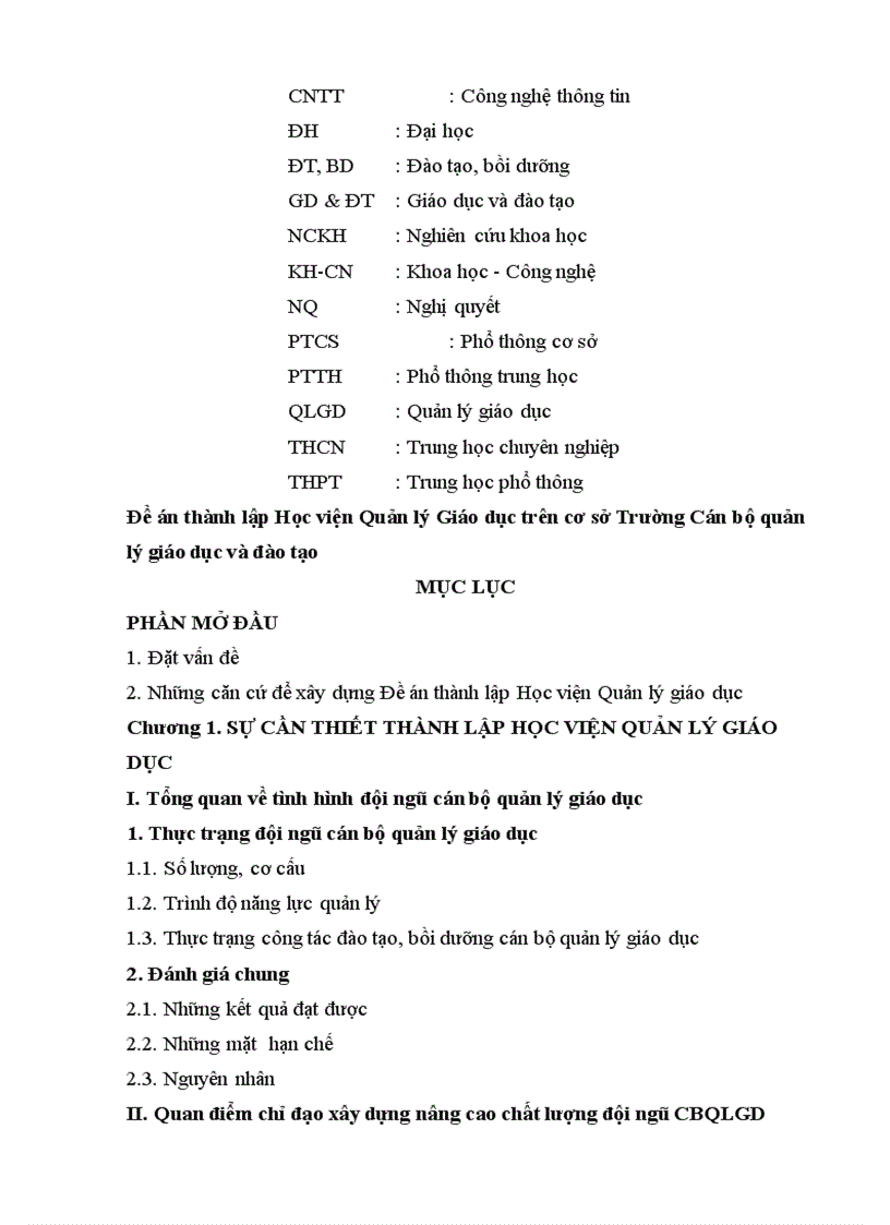 image for page Đề án thành lập Học viện Quản lý Giáo dục trên cơ sở Trường Cán bộ quản lý giáo dục và đào tạo