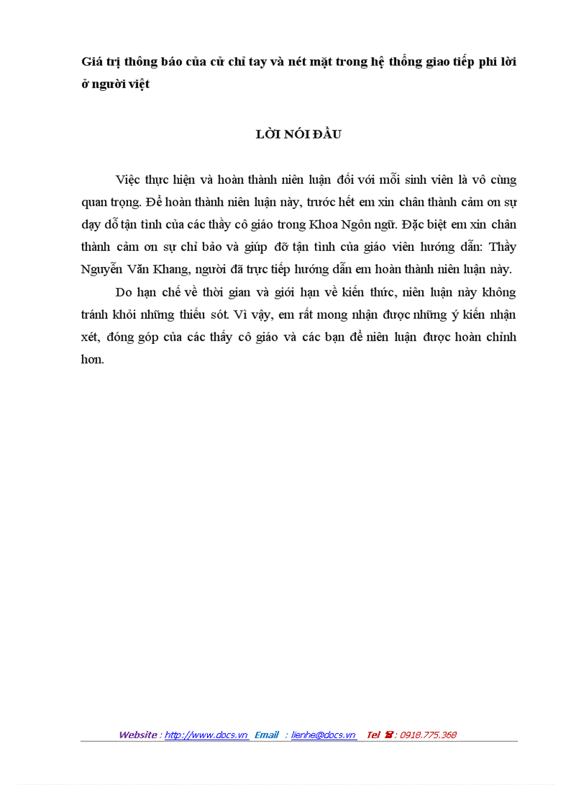 image for page Giá trị thông báo của cử chỉ tay và nét mặt trong hệ thống giao tiếp phi lời ở người việt